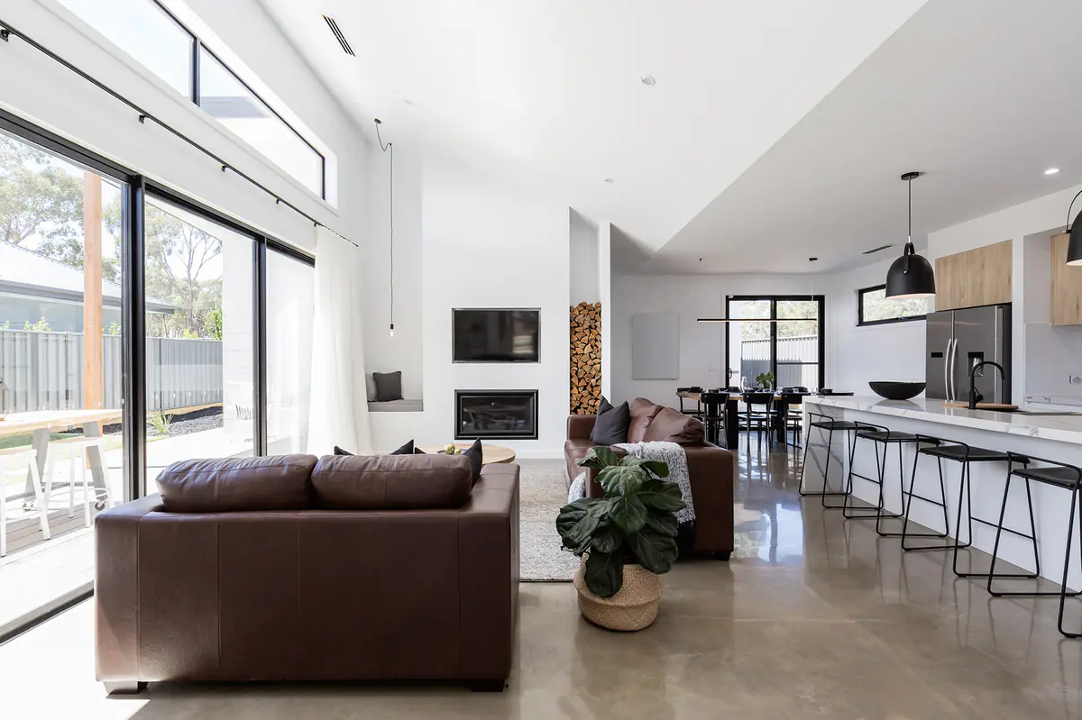 Polished concrete floor in a modern home