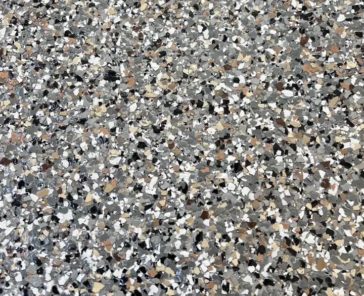 Canyon epoxy flake blend: grey base shot through with tan, caramel and brown