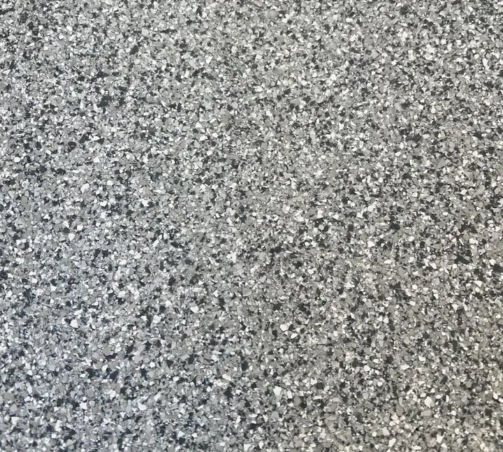 Gravel 1/8" epoxy flake blend: near-monochrome silver blend in a fine 1/8 inch chip